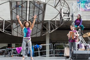 Extraordinary Bodies performer Alfa Marks in What Am I Worth? National Theatre River Stage. Image Rob Harris. 