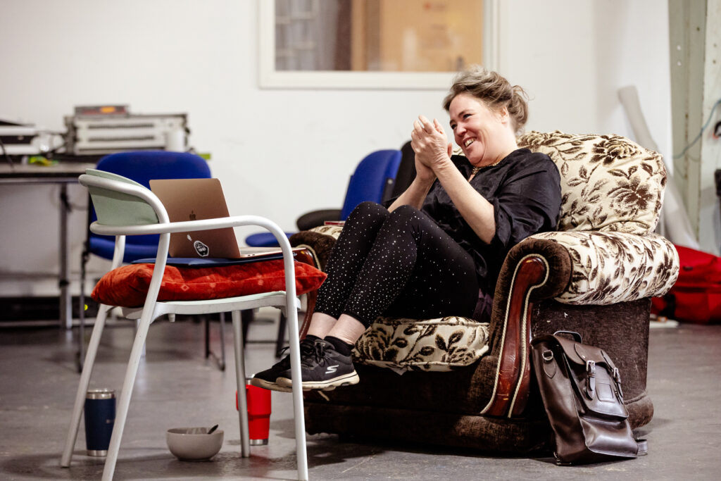 Rehearsals for Princess and the Chickpea at 101 Outdoor Arts. The writer applauds with glee whilst watching the show