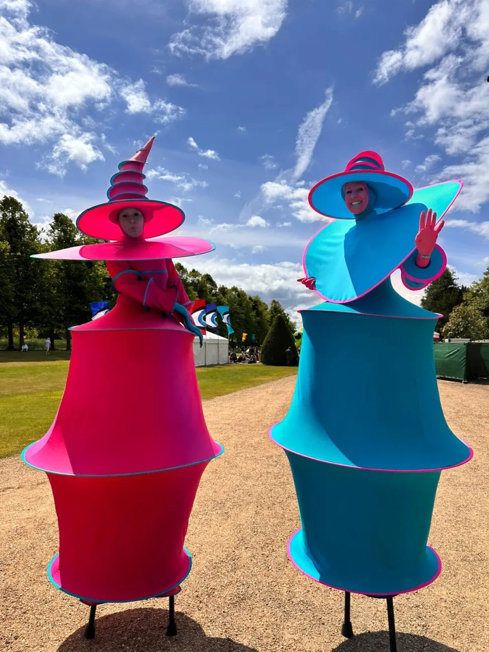 Two alien spiral creatures on stilts