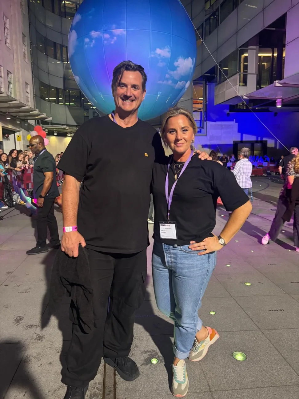 Julian Bracey with one of the organisers on the set at Television Central for the BBC